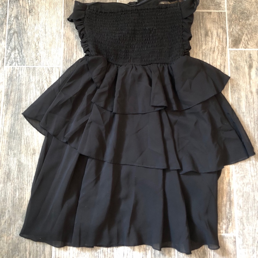 Black Ruffled Mini Dress - Picture 2 of 6